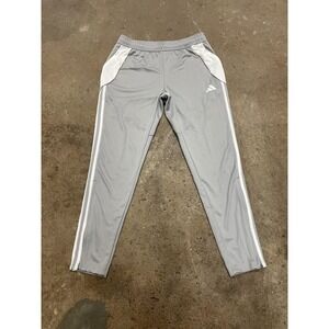 Adidas Track Pants Mens Medium Gray AEROREADY 3-Stripes Zip Hem Athletic Tapered
